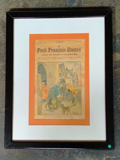 null "Le Petit Français illustré" signé Raffin, page originale. 45 x 30cm