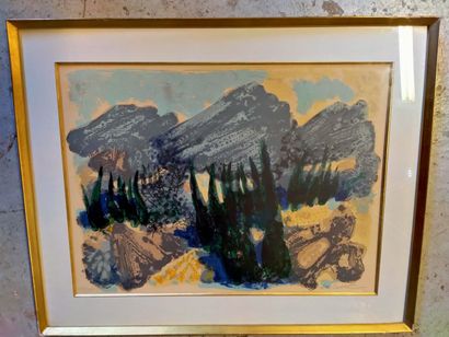 null Maurice ELIE SARTHOU "Paysage alpin",Lithographie 153/350ex. 44x60cm