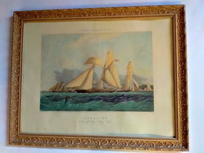 null Gravure "Yachting, Scene off Cowes, Isles of Wight de J.Harris Fores's Marine...