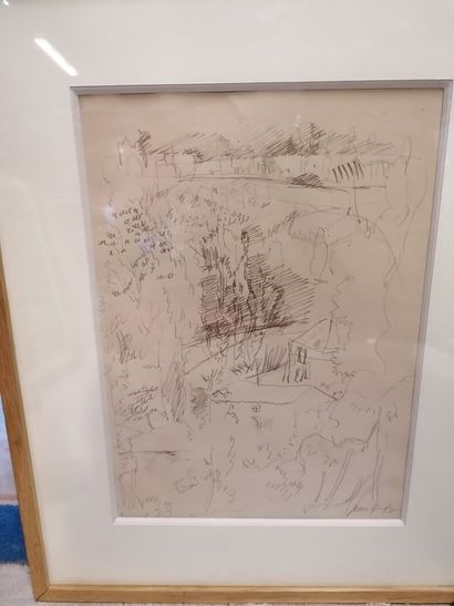 null Jean DUFY "Paysage" dessin au crayon, SBD, 35x25cm