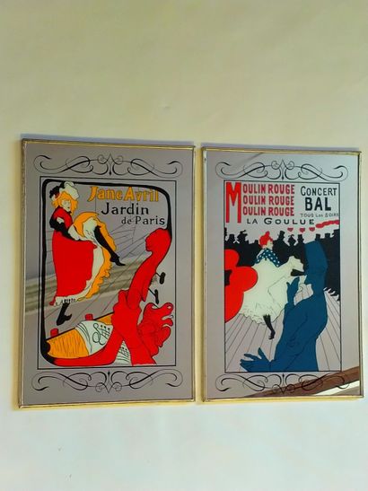 null Suite de deux miroirs publicitaires "Moulin Rouge Concert Bal" et "Jane Avril...