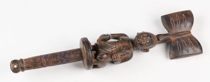 null YOROUBA NIGERIA Sceptre de divination "OSHE SHANGO" en bois à très ancienne...