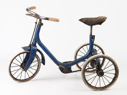 null Tricycle bleu, année 50, Long 83 cm