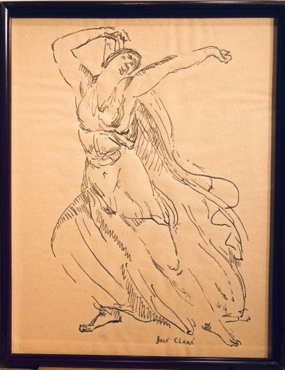 null CLARA José 1878-1958 «Isadora Duncan» Encre sur papier signée en bas au milieu....