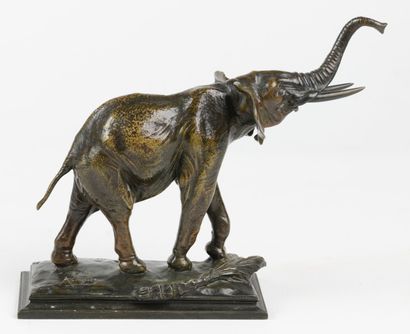  Auguste SEYSSES 1862 - 1946 «Éléphant d'Afrique» Épreuve en bronze à patine brune...