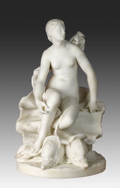 FALGUIERE «Vénus au bain» en marbre blanc,...