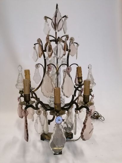 null Lamp with five branches and two daggers Girandole with white Guan Yin decoration...