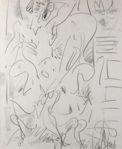null GEN-PAUL «Le plaisir féminin» fusain sur papier, SBD, 58 x 48cm
