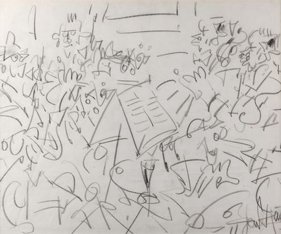null GEN-PAUL "Orchestra Scene" charcoal on paper, SBD, 47x56cm