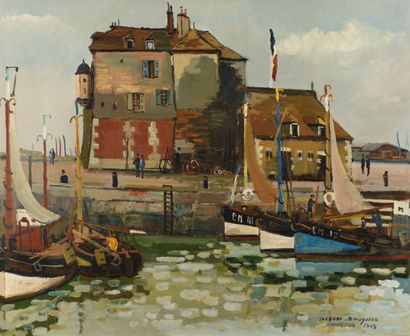 null Jacques BOUYSSOU 1926-1997 "La lieutenance à Honfleur" HST, SBD, 73x60cm
