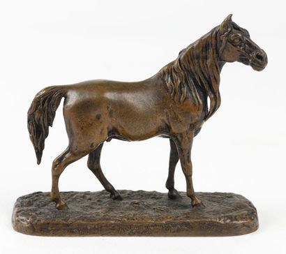 null Pierre-Jules MÊNE 1810-1879 «Cheval Ibrahim (cheval Arabe n3)» Épreuve en bronze...