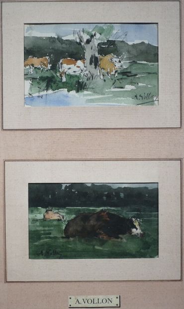 null VOLLON Antoine "Les voiliers" Watercolor drawing monogrammed on the bottom left....