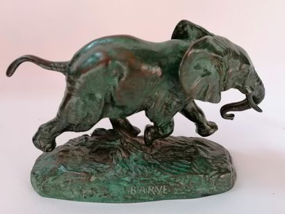 null Antoine Louis BARYE 1795 -1875 «Éléphant du Sénégal» Épreuve en bronze à patine...