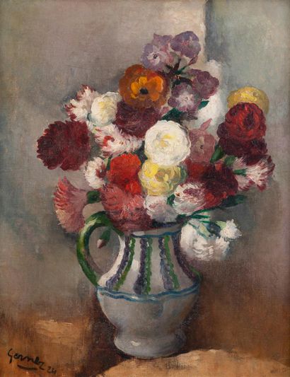 null Paul Elie GERNEZ 1888-1948 «Nature morte aux fleurs» HST, SBG, 40x32cm