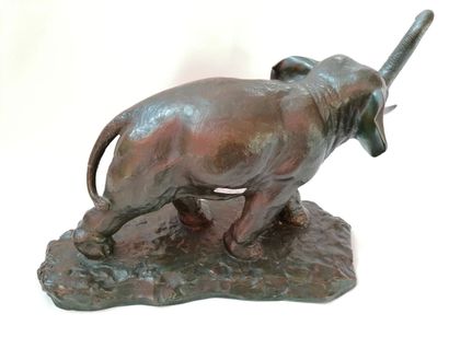 null VAN BLUKEL 20th century "Walking Elephant" Shaded brown patina bronze proof,...