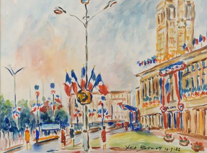 null Yves BECON 1909-2004 «Le Havre» aquarelle 14 juillet 1983, SBD, 58x43cm