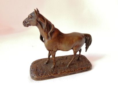 null Pierre-Jules MÊNE 1810-1879 "Cheval Ibrahim (cheval Arabe n3)" Bronze print...