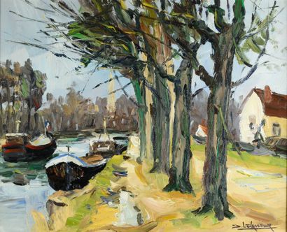 null Jean LEVASSEUR "The canal" HST, SBD, 50x61cm