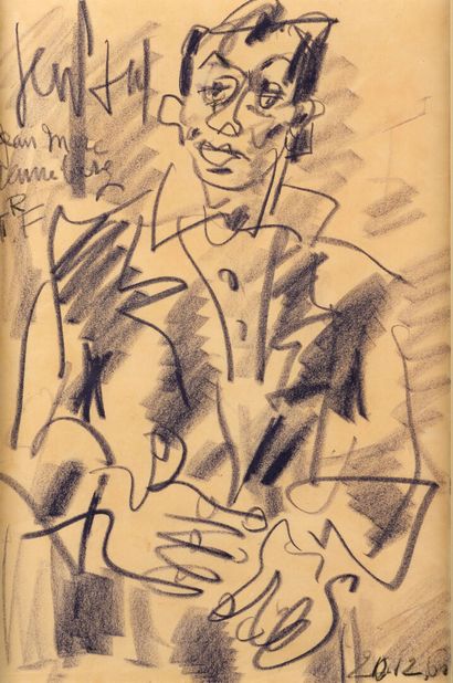 null GEN-PAUL "Portrait, Jean-Marc Vennberg TRF" charcoal on paper, signed top left,...