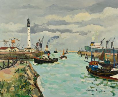 null Jacques BOUYSSOU 1926-1997 «Dunkerque mars 1965» HST, SBD, 65.5x54cm