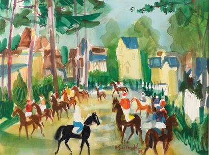 null Pierre GAILLARDOT 1910-2002 «Pesage à Deauville» aquarelle, SBM et datée 88,...