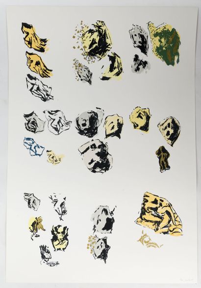 null Jean-Claude MATTRAT "Les folies" set of 5 large serigraphs (unframed)