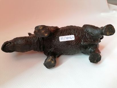 null 20th century school "Rhinoceros" Brown patina bronze print with red shading,...