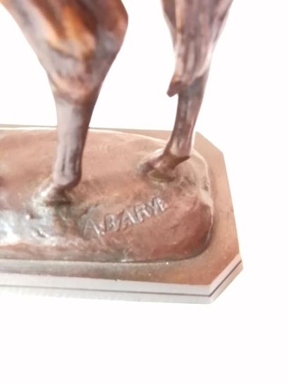 null Antoine Louis BARYE 1795 -1875 «Girafe» Épreuve en bronze à patine ocre, signée

à...