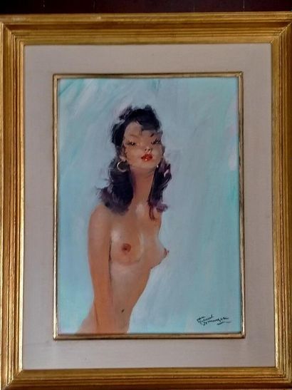 null DOMERGUE "Portrait of a nude woman" signed on the back "Maroussa", oil on panel,...