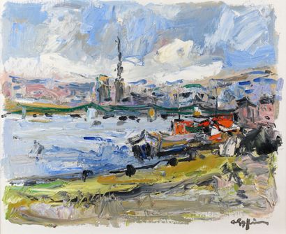 null André RAFFIN "View of Rouen" HST, SBD, 43 x 59cm (signed on the back), circa...