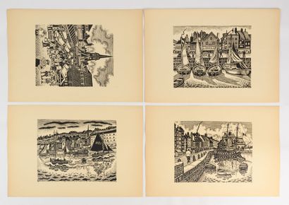 null Henri DE SAINT DELIS "Honfleur" set of twenty woodcuts, 24x32cm