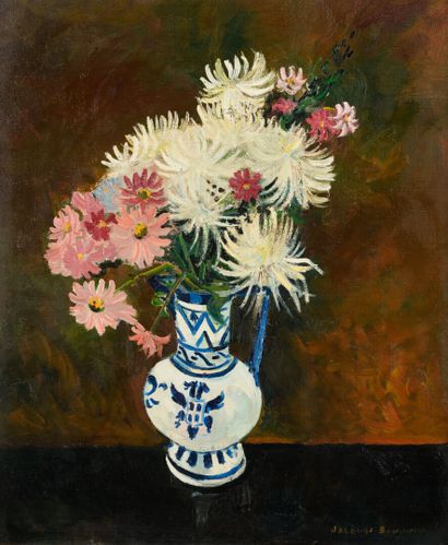null Jacques BOUYSSOU 1926-1997 «Le vase bleu» HST, SBD, mai 1964, 54x65cm