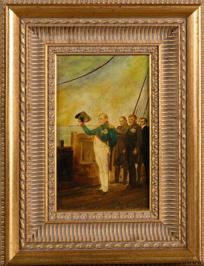 null GUILLON "L'arrivée de Napoléon à Sainte Hélène" HSP, SBD, 18x11 cm