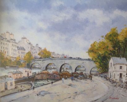 null Jean Pierre DUBORD "Paris, la Seine au Pont Marie" HST, SBD et contre signé...