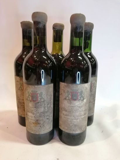 null 
5 bouteilles, Château Bezineau Saint Emilion, 1964 (vendu en l'état sans g...