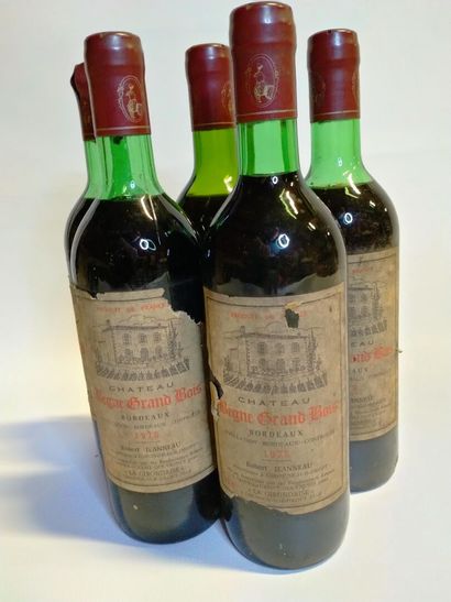 
5 bouteilles; Château Begne Grand bois appellation...
