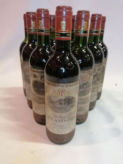 null 
11 bouteilles, Château Galland Dast 1ere côtes de Bordeaux, 1989 (vendu en...