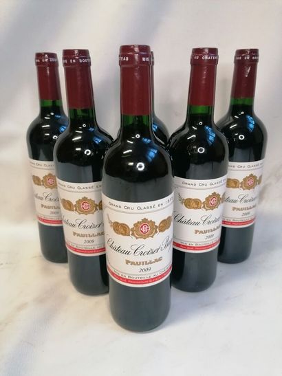 null 
Six bouteilles Château Croizet Bages Pouillac 2009 (vendu en l'état sans g...