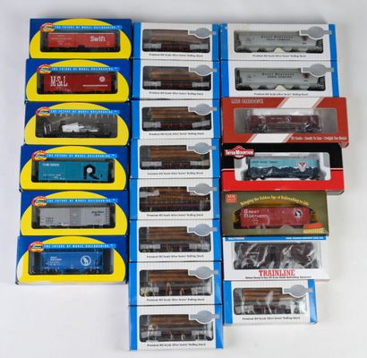 null 
1 Lot divers marchandises 20 Pièces ATHEARN, INTER MOUNTAIN, BACHMANN, ROADHOUSE(sans...