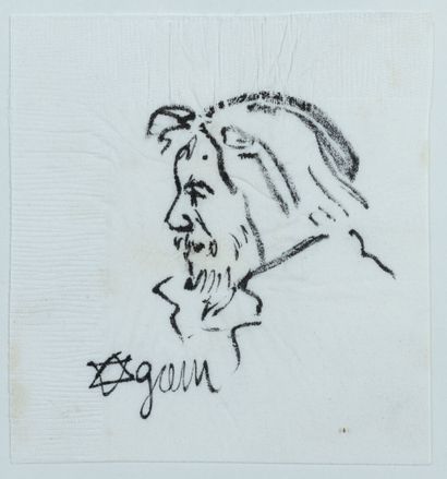 null Yaacov AGAM (1928) "Profile of the artist Mercado on a napkin" 12x11.5cm