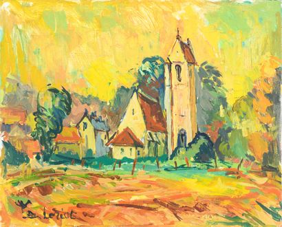 null Bernard LORIOT "Church of Granville sur Odon" HST, SBG, unframed, 33x41cm