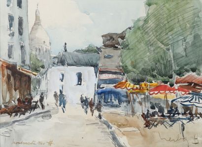 null Fernand HERBO "Montmartre 1940" aquarelle, SBD, 21x29cm