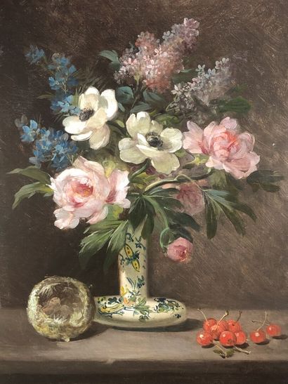 null C.JULLIARD"Bouquet de fleurs" HST, SBD, 65 x 48,5 cm, petite restauration au...