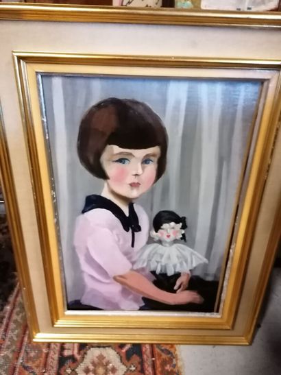 null Charlotte SCHALLBA "The girl with the doll" HST, SBD, 55x38cm