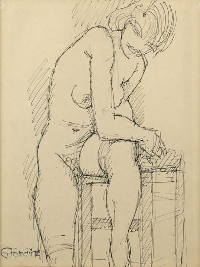 null Marcel GROMAIRE (1892-1971) "Nude sitting" Indian ink, SBG, 31x23cm