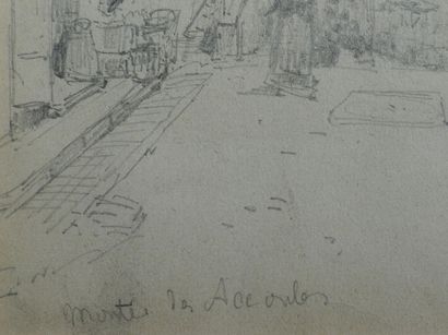 null Eugène GALIEN LALOUE (1854 -1941) "Montée des Accoules" Marseille, dessin à...