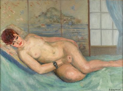 null E.GUYONNET "Naked Woman" HST, SBD, 52x72.5cm