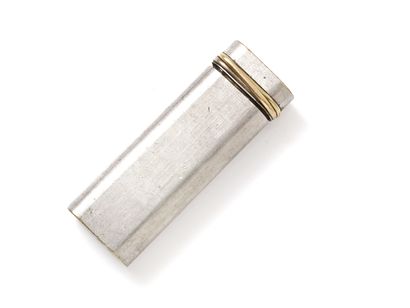 null CARTIER Silver-plated gas lighter with satin-finish decoration, enhanced by...