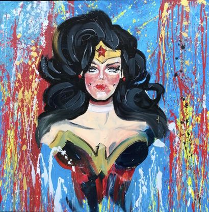 null BABOU (1979) "Super Lady" acrylic on canvas, titled "Super Lady", signed and...