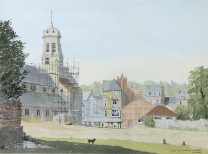 null D'ADDEY "The Church of Saint Leonard" watercolor, SBD, 34x25cm